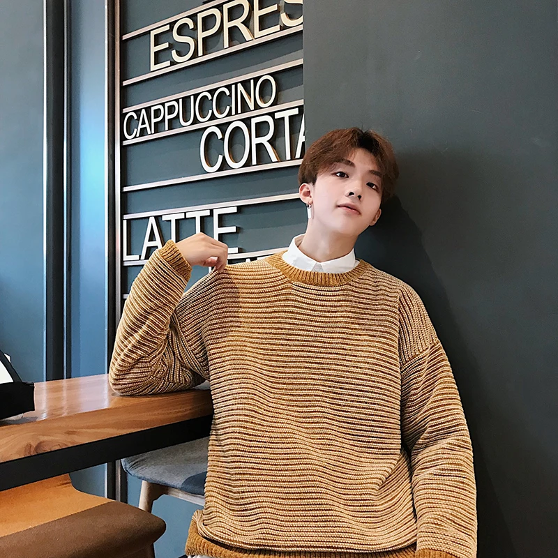 

Sweater Men 2018 Autumn And Winter New Warm Fashion Comfortable Casual Loose Large Size Solid Color Long-sleeved O-neck Pullover