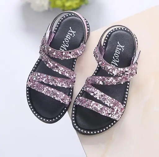 

New Spring Summer Girls Princess Shoes Kids PU Leather Fashion Sandals For Baby Soft Girls Shoes Beach Sandals