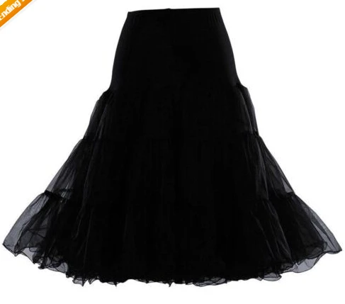 26inches 50s Retro Underskirt Swing Vintage Petticoat Fancy Net Skirt Rockabilly Black
