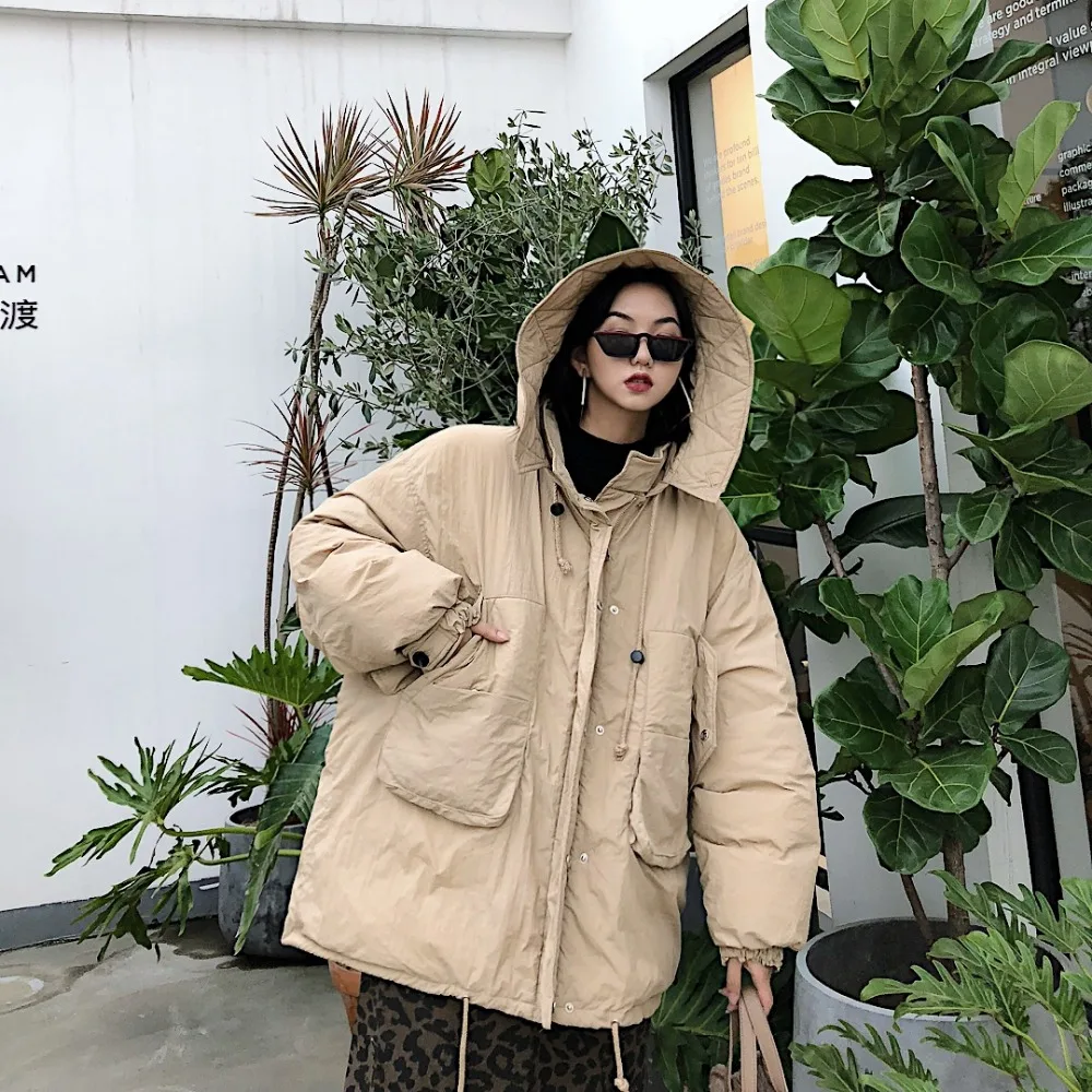 Matelassé Poche Pur De Jasmin Couleur Moyenne Éclair Manteaux En Coton Longueur jaune Parkas Noir À Fermeture Femmes Cordon Capuchon 0q7wdg