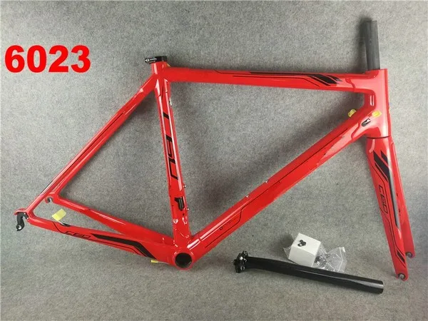 Красный C60 c64 карбоновый дорожный каркас полный углеродного волокна набор рам для дорожных велосипедов карбоновая рама для велосипеда - Цвет: 6023
