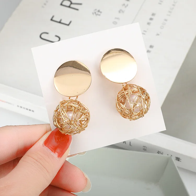 

Earrings For Women Gold Silver Fashion Jewelry Pendant Girls Trend Gift Hanging Vintage Statement Female Vintage Pearl