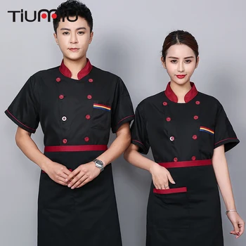 

2019 Chef Uniform Summer Breathable Mesh Hotel Uniforme Kitchen Restaurant Cook Jacket Barbers Men Women Work Clothes Wholesale
