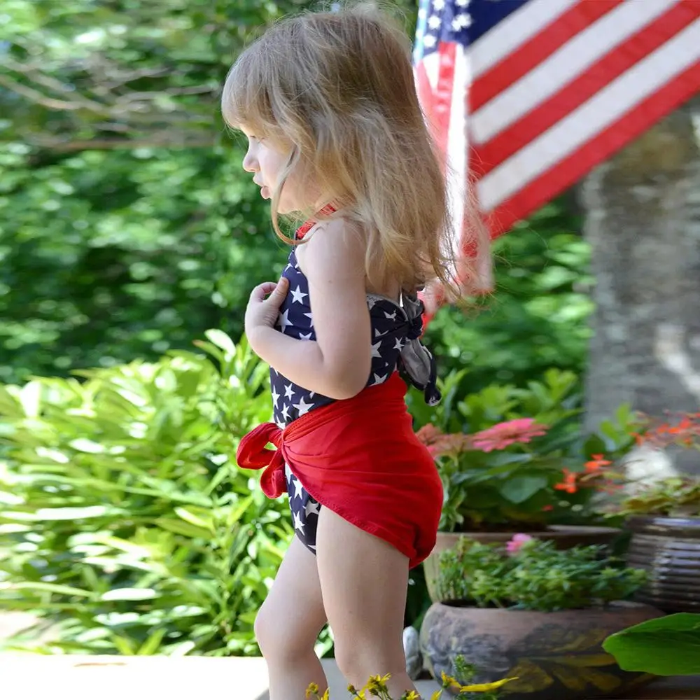 Детские купальные костюмы для девочек ясельного возраста, 4 июля, купальный костюм с рисунком звезды, бикини, купальный костюм, купальники для девочек A1