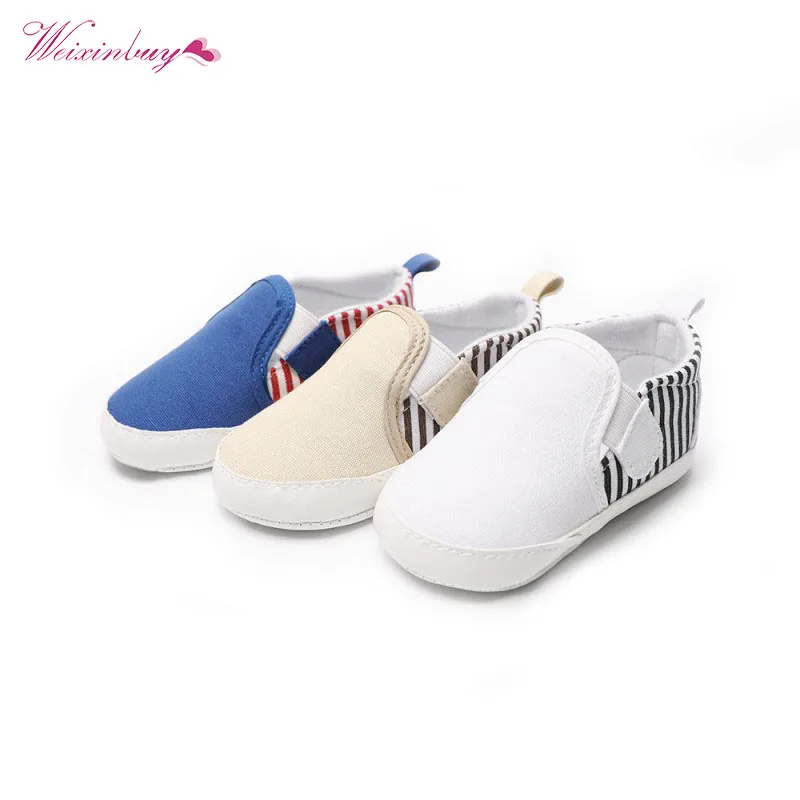 

WEIXINBUY Fashion Baby Shoes Striped Bebe Boys Girls First Walkers Infant Toddler Classic Sports Soft Sole Canvas Shoes