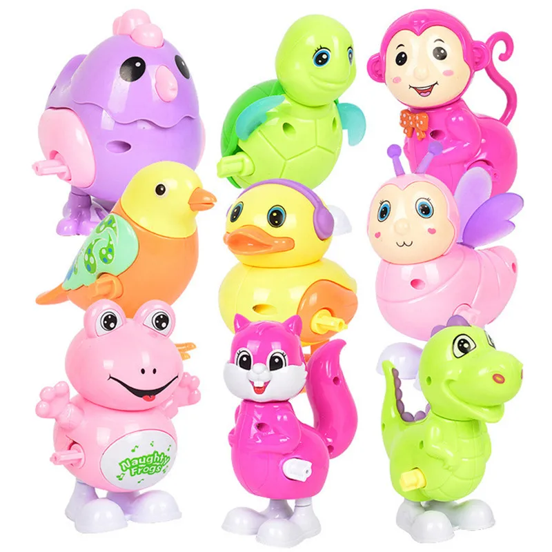 9pcs/set Cartoon Animal Jumping Toys Baby Child Clockwork Toys Funny