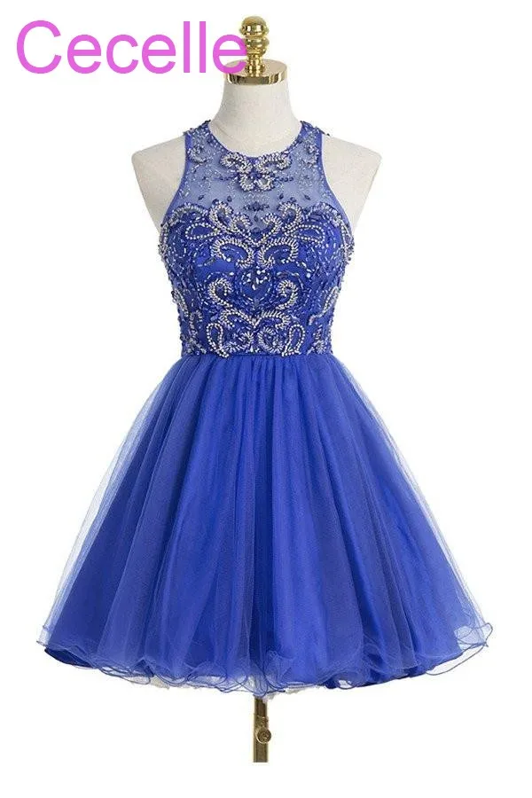 Красивые короткие синие платья