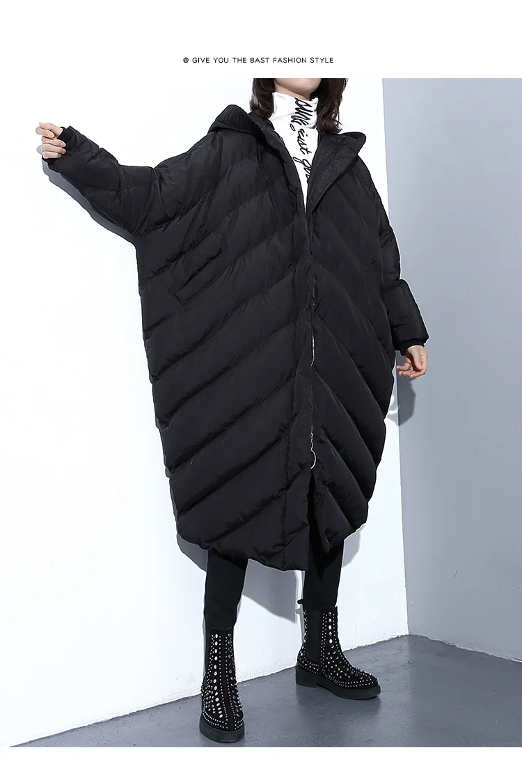 Зимняя женская куртка с капюшоном размера плюс, модные парки свободного кроя с хлопковой подкладкой, Женское пальто L1636