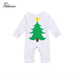 Задняя рождественской елки Детский комбинезон с принтом "боди для новорожденного, для младенца для маленьких мальчиков футболка с