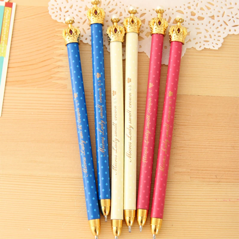 

Novelty Cute Crown Ballpoint Pen new Kids Students Writing Office School Supplies stationery 0.5mm blue Ink Kawaii gift