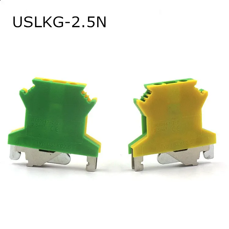 

10pcs Phoenix Type USLKG-2.5N Din Rail Wiring Conductor Connector Ground Earth Modular Screw Terminal Blocks USLKG 2.5N