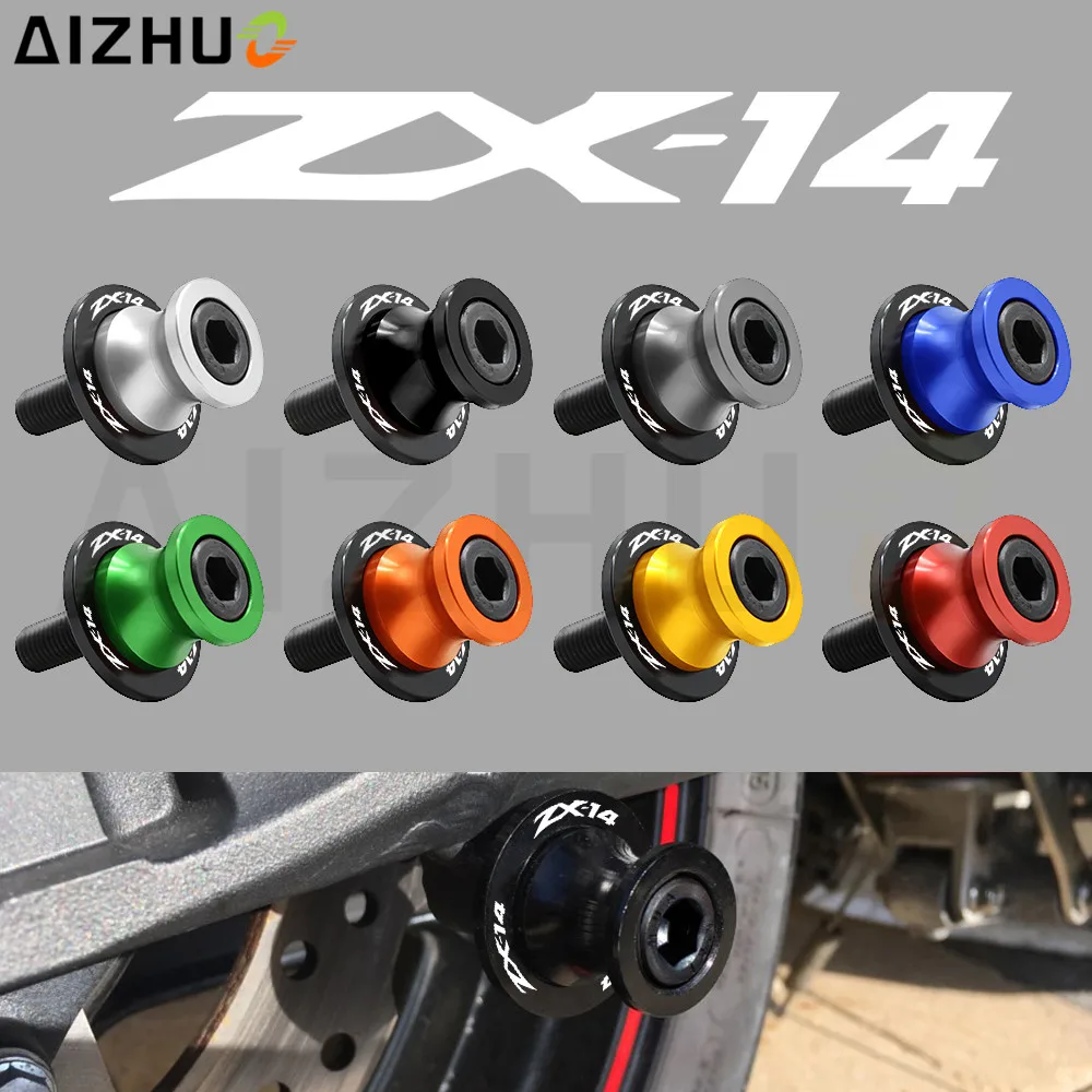 Motorcycle Accessories Swingarm Slider Spools Motorbike 10Mm CNC Aluminum Stand Screws With ZX-14 LOGO For Kawasaki ZX-14 ZX14