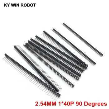

10pcs 1x 40 Pin 2.54 mm Right Angle Single Row Pin Header Male 90 degrees Needle Connector
