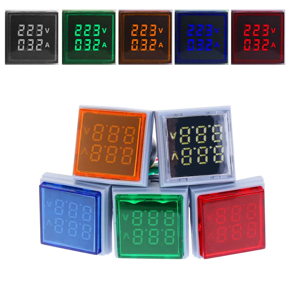 

1PC Square Digital LED Dual Display Voltmeter Ammeter Voltage Gauge Current Meter AC 60-500V 0-100A Auto Accessories