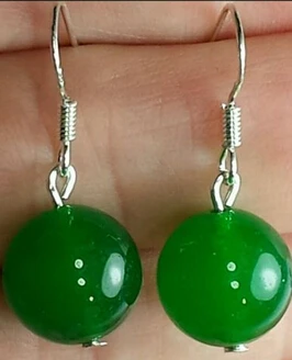 

brinco wedding brincos moda pendientes earring Inlay Natural Green GEM green gem bead dangle 925 silver hook earrings
