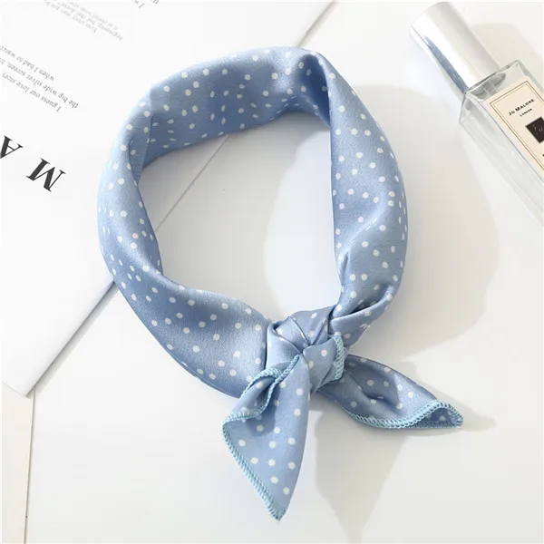 Новинка, женский шарф на весну и лето, шелковый шарф маленького размера, квадратный шейный платок для офиса, женские шарфы, весенние шали, 50*50 см - Цвет: FJ159 blue