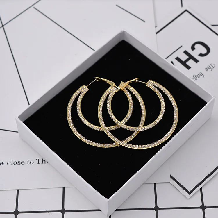 Big circle exaggerated punk double fashion charms earrings