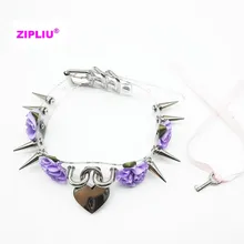 Мода Harajuku заклепки ручной работы чокер ремень прозрачный сладкий сердце замок цветок воротник панк ожерелья крутящий момент