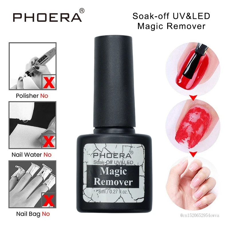 

PHOERA 8ML Burst Magic Soak Off UV&LED Gel Remove Nail Polish Nail Art Primer Acrylic Clean Degreaser Nail Cleaning TSLM1