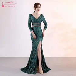 V средства ухода за кожей шеи одежда с длинным рукавом зеленый с блестками, Платья для подружек невесты 2019 vestido de festa robe demoiselle d'honneur