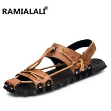 Ramialali/мужские сандалии из натуральной кожи; дышащая мужская обувь в рыбацком стиле; мужские летние сандалии-гладиаторы в стиле ретро