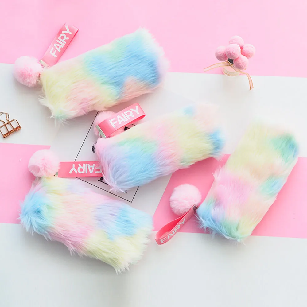 Rainbow-Fairy-Plush-PU-Large-Capacity-Pencil-Bag-Stationery-Storage-Organizer-Pencil-Case-School-Supply