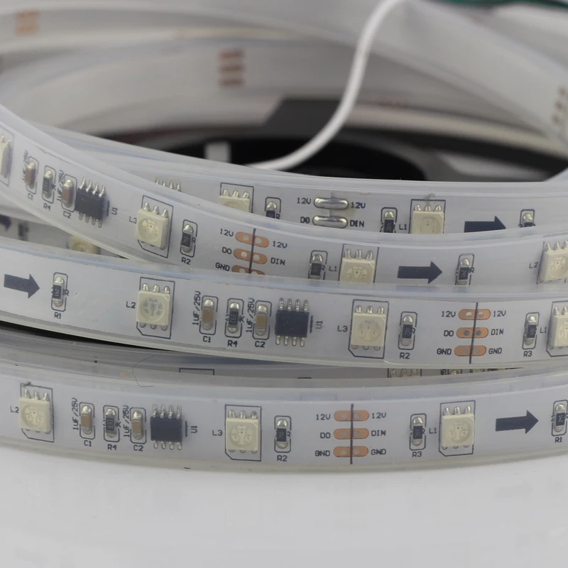 36 Вт 12 В 5 м 30 светодиодный Дов/м WS2811 Пиксельная Светодиодная лента 10IC/M SMD5050 LED IP66