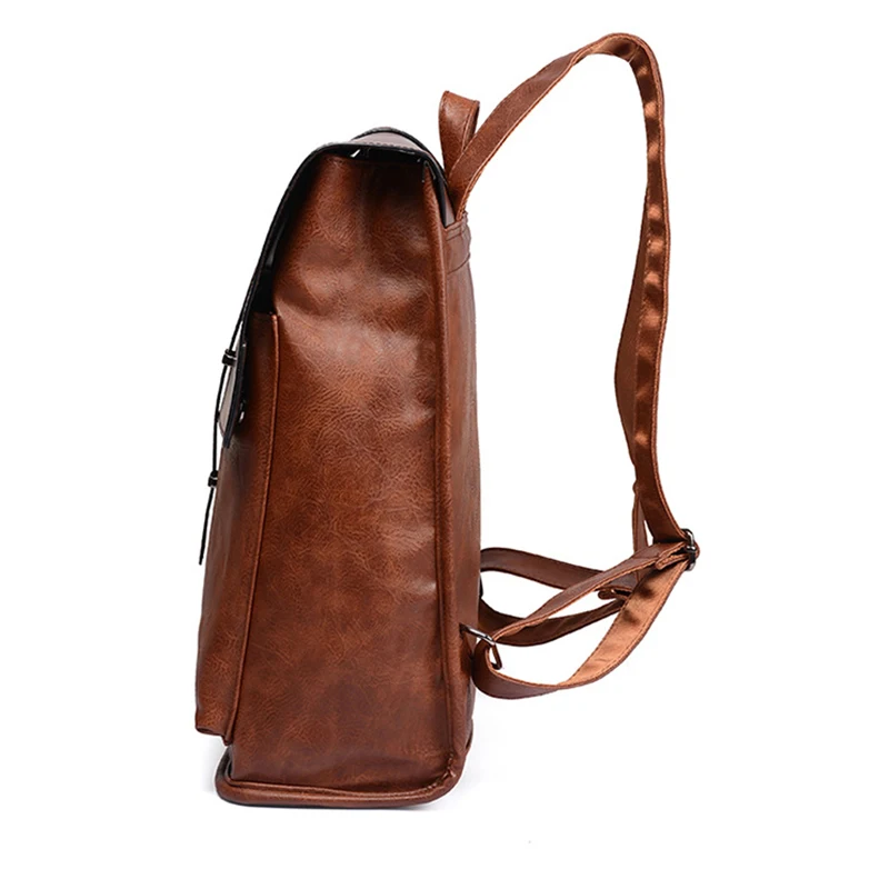  Brand Men Backpacks Vintage Leather Male Laptop Backpack Business Rucksack Travel School Bag For Co - 32856234110