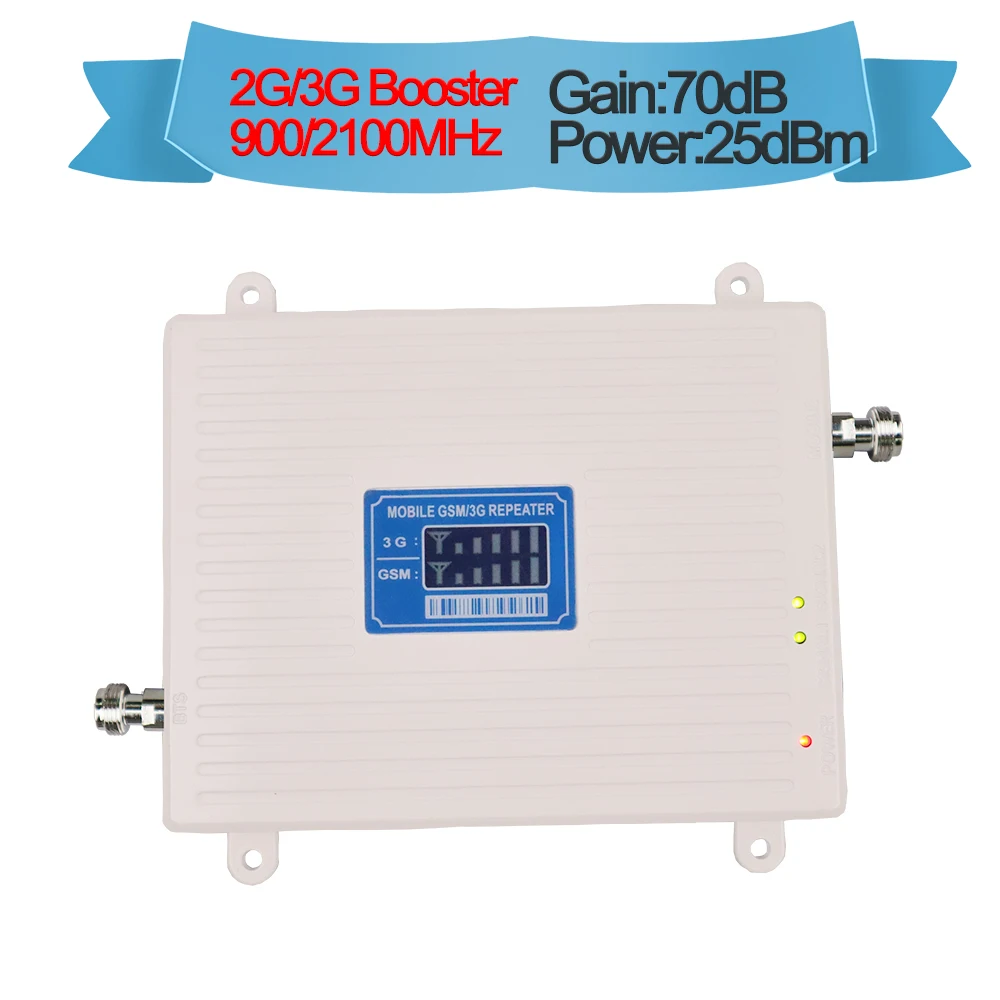 

ZQTMAX cellular amplifier 3G repeater WCDMA UMTS 2100 2G GSM 900 Mhz Dual Band cell phone signal booster 70dB