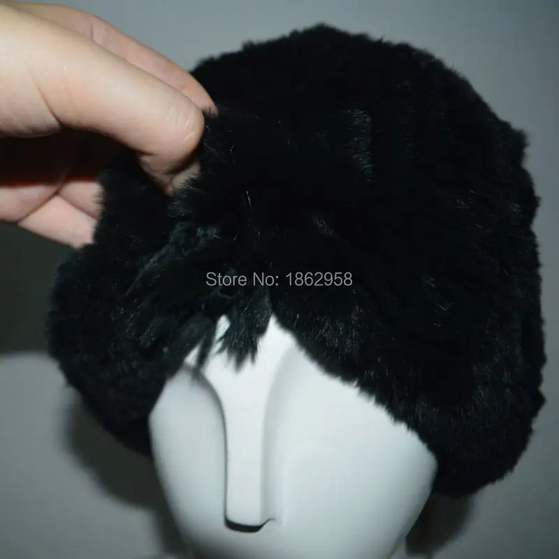 SJ607 Женская Горячая Распродажа Рождественская эластичная вязаная мягкая супер шапка из меха кролика рекс для женщин