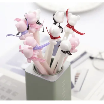 

24 pcs/Lot Lovely bear gel pen kawaii kids gift 0.5mm ballpoint Black color ink pens Office signature School supplies FB859