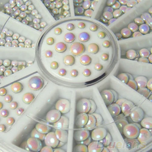 12 Wheel 3 sizes White Multicolor Rivets Nail Art Decoration Rhinestone | Красота и здоровье