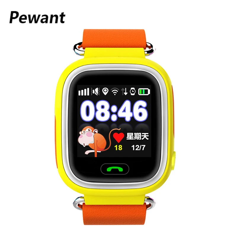 

Newest Pewant SOS Children Smart Kids Watch GPS Five Precise Positioning Locator Tracker Smartwatch 1.22 Inch Anti-lost For Baby