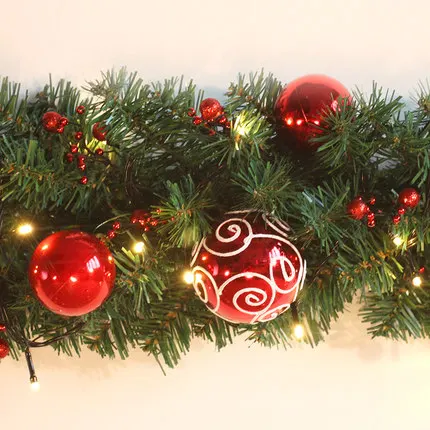 2 7m Christmas Garland Green With Red Gold Bals Lights Ornaments 2 7m Christmas Garland Green With Red Gold Bals Lights Ornaments Decorations For Home Freeshipping In Pendant Drop