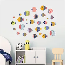 Cartoon Seabed Fish Wall Sticker For Kids Rooms Home Decor Nursery Children Baby Room Shower Bathroom Vinyl Wall Decals Muraux
