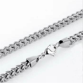 

8.0mm 316L Stainless Steel Quartet Twisted Chain Necklace, Titanium Steel Square Mill Chain, Choker Necklace