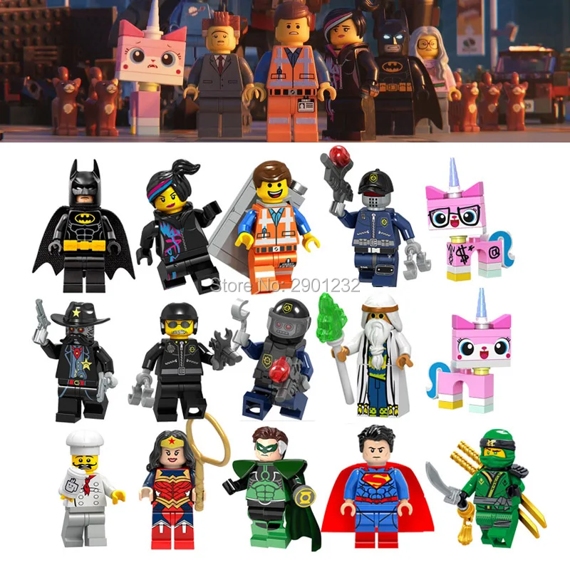 Для фильма ниндзя, Unikitty Emmet Wyldstyle, Sheriff Gordon Nya Cop Lord Vitruvius, Бэтмен, строительные блоки, игрушки, фигурки, кирпичи