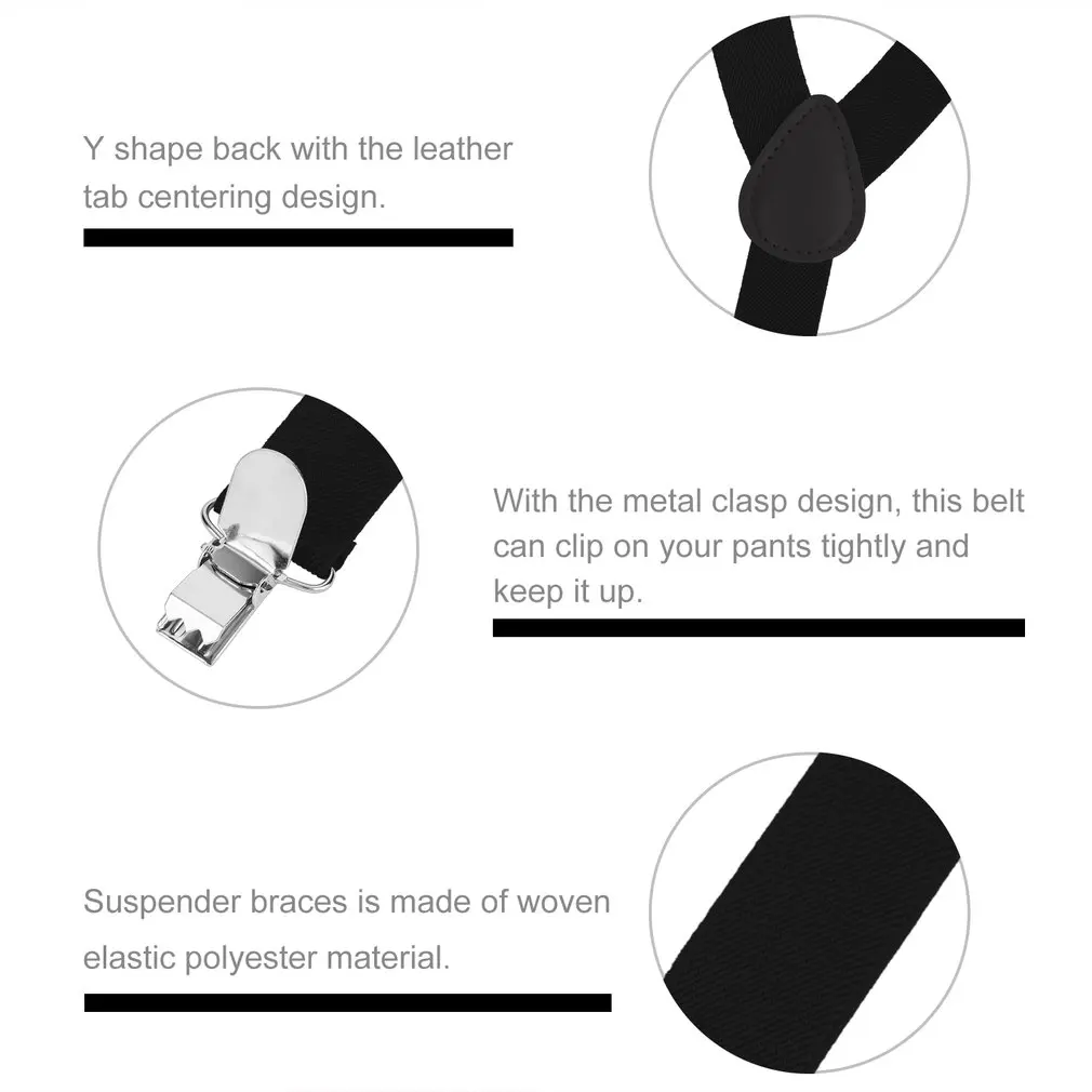Регулируемая эластичная Подвеска для взрослых, ремни унисекс, для женщин и мужчин, y-образная эластичная застежка, подтяжки, 3 зажима, подтяжки для брюк