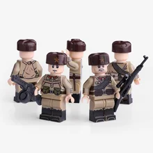 WW2 советские солдаты пистолет мини фигурки части военного оружия аксессуары playmobil город кирпичи строительный блок оригинальные игрушки