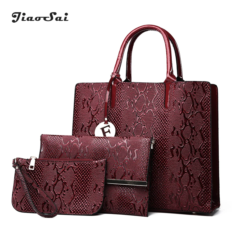 

3Ses High Quality Snake Serpentine Leather Handbags Women Luxury Sholder Tote Bag+Chain Female Messenger Bags+ Clutch Purses Sac