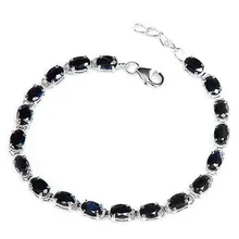 Сапфир браслет-цепочка натуральным сапфиром серебро 925 Изящные синие камни Jewelry 0.6ct* 19 шт. камни