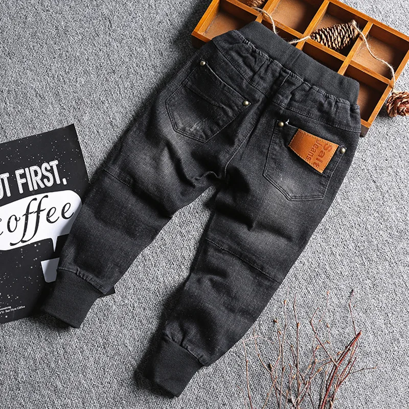 

2-8 Years Baby Boy Denim Jeans Pants Spring Fall Children's Denim Trousers Kids Black Designed Pants Solid Toddler Leggings