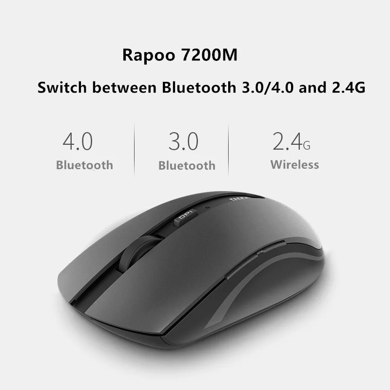 Мышь беспроводная Rapoo Бесшумная 7200 м 1600DPI Bluetooth 3 0/4 0 RF 2 4 ГГц|Мыши| |