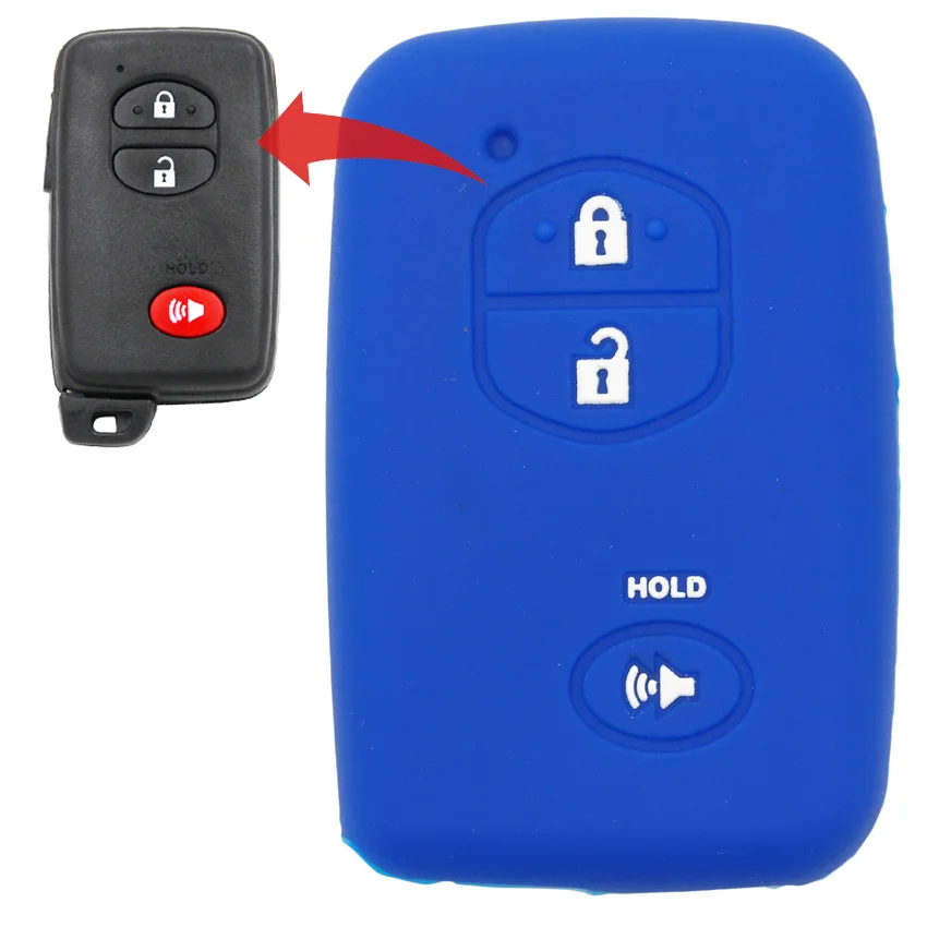 

MICOCHE 3 Buttons Washable Silicone Car Key Case Cover For Toyota Land Cruiser Prado Prius V 2012 2013 4Runner with HOLD button