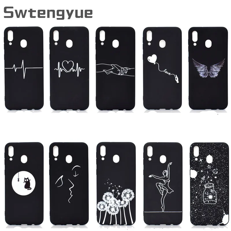 

Soft TPU Pattern Case For Samsung Galaxy M30 Cover Abstract Art Lover Silicone Black case For Samsung Galaxy M30 case capa