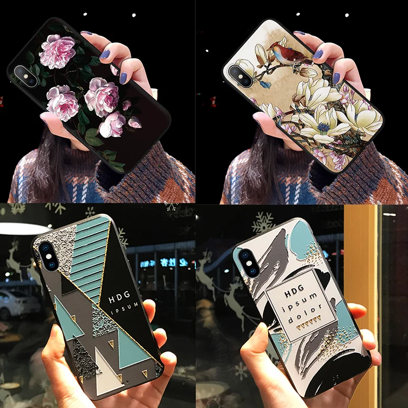 

3D Emboss Geometric Coque For Samsung Galaxy A70 A5 A7 A6 A8 A30 A40 A50 S7 S8 S9 S10 Plus M30 M20 M10 J3 J5 J6 J7 Floral Fundas