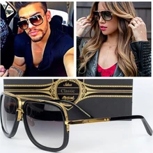 RBUDDY Flat Top Square Sunglasses Men Women Luxury Brand Design Metal Frame Celebrity Brad Pitt Sun Glasses Super Star Eyewer