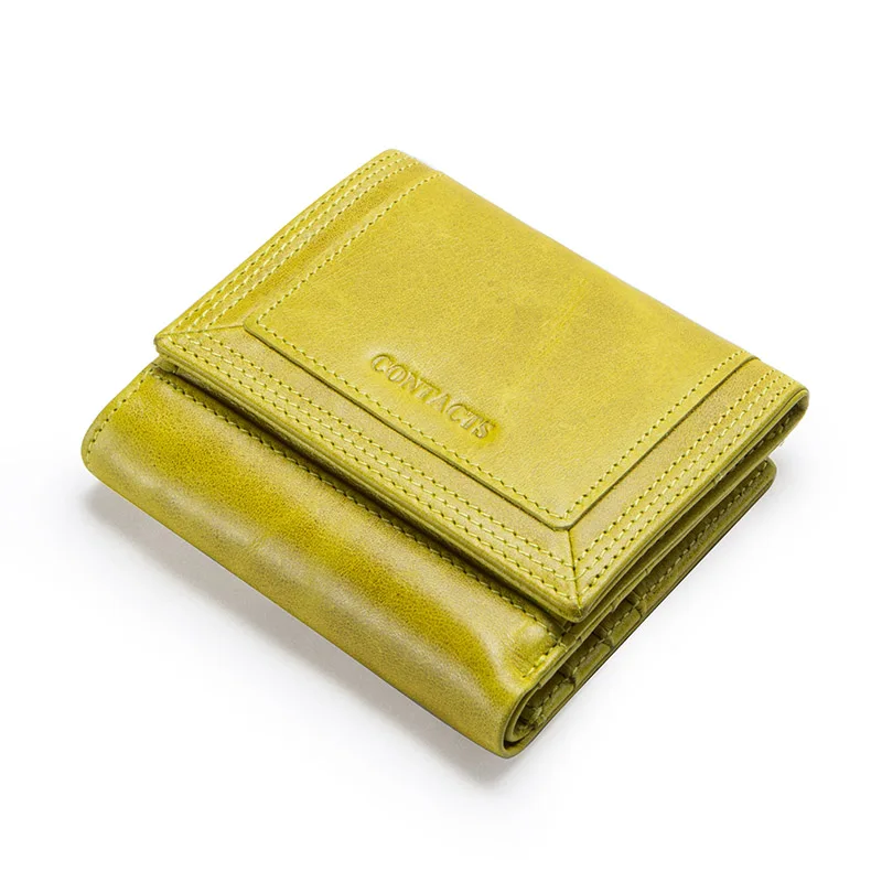 Женские кошельки из натуральной кожи, короткий кошелек для монет, держатель для карт, женская сумка для денег, высокое качество, мини кошелек, маленькая сумочка - Цвет: Yellow