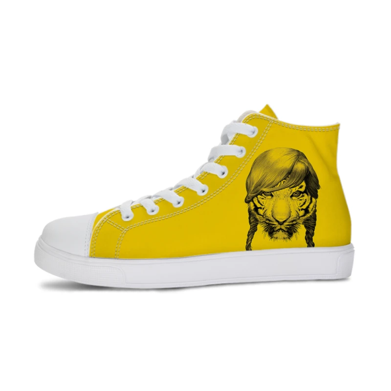 

2019 Winter Fall Cartoon Casual Shoes Woman Boots Yellow Comfortable Lace-up Sneakers High-Top Fashion Footwear Zapatos Mujer