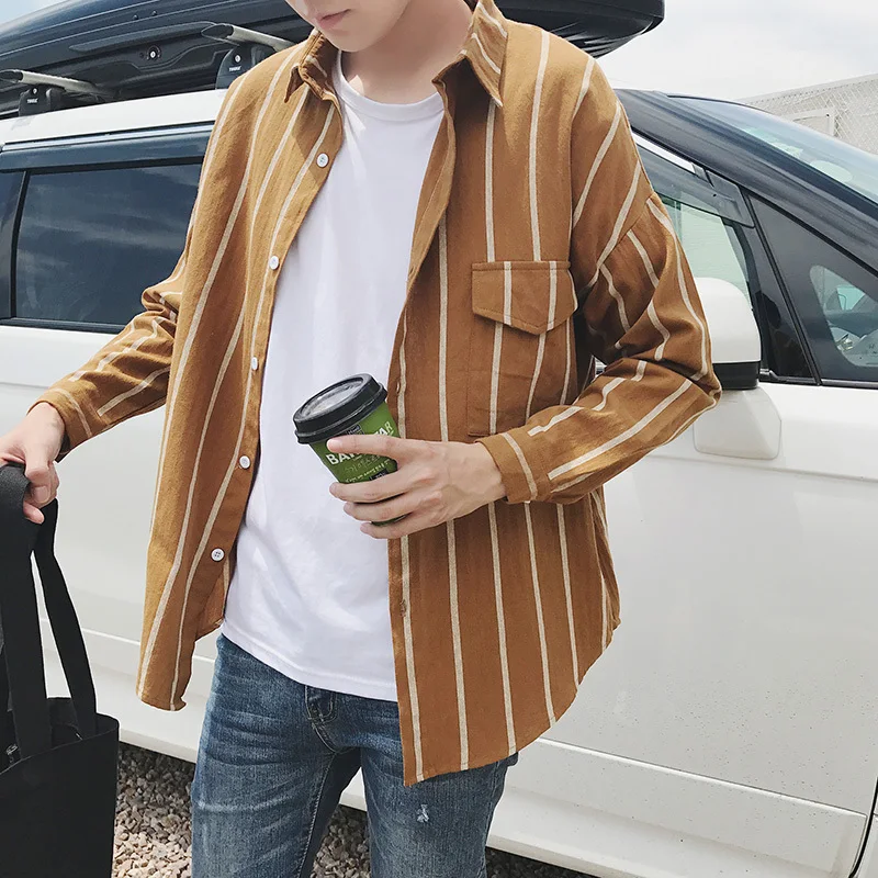 

2017 Autumn New Fashion Brand men Casual striped Slim Fit Long Sleeve Shirt Cotton Dress camisa Plus Size M-XL free shipping